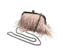 MZPOZB Bolso De Noche De Plumas Cartera de moda for mujer, estilo retro, lujoso bolso hombro, nuevo temperamento, con plumas, cadena perlas, bandolera, clutch(4)