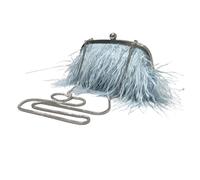 MZPOZB Bolso De Noche De Plumas Cartera de moda for mujer, estilo retro, lujoso bolso hombro, nuevo temperamento, con plumas, cadena perlas, bandolera, clutch(2)