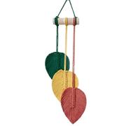 MZPOZB Colorful Leaf Wall Hanging Handwoven Cotton Rope Tapestry With Wooden Rod For Art Ornament