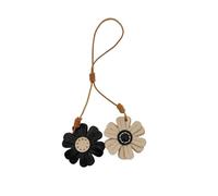 MZPOZB Creativo cuero curtido pequeña Margarita dulce llavero hecho a mano bolso colgante joyería(Black and white)