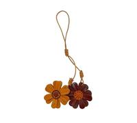 MZPOZB Creativo cuero curtido pequeña Margarita dulce llavero hecho a mano bolso colgante joyería(Brown)