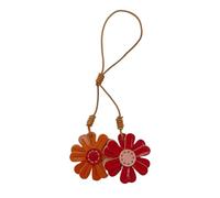 MZPOZB Creativo cuero curtido pequeña Margarita dulce llavero hecho a mano bolso colgante joyería(Orange red)