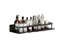 MZPOZB Estanteria Baño Estante de baño 1 pieza, estante almacenamiento champú y cosméticos montado en la pared, ducha aluminio, toalla, cepillo dientes, vasos for(50cm Black)