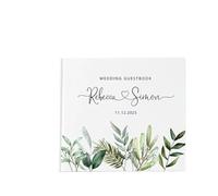 MZPOZB Libro de firmas Boda Personalizado, álbum Fotos Blanco en, Elegante, for Firmar la Mesa Fiesta, Regalo, Cuaderno Cuadrado(Color-09,Black Text)