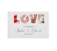 MZPOZB Libro de visitas Personalizado for Regalo Boda, álbum Fotos con Mensaje Noble Blanco, Sencillo y Elegante, Recuerdo Firma(Color-02,Vertical Version)