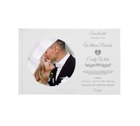 MZPOZB Libro de visitas Personalizado for Regalo Boda, álbum Fotos con Mensaje Noble Blanco, Sencillo y Elegante, Recuerdo Firma(Color-08,Horizontal Version)