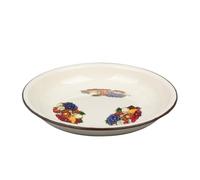 MZPOZB Thickened Enamel Dinner Plate Classic Vintage Round Dish Fruit Bowl & Rice Deepened(25.5cm-B)