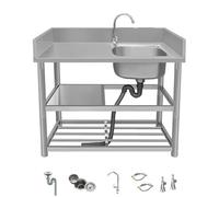 MZQMK Fregadero De Cocina Fregadero Independiente De Acero Inoxidable para El Exterior Fregadero De Acero Inoxidable con Grifo Fregadero De Cocina Fregadero(C,100x50x80cm/39x20x31in)