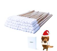 MZQSIY Limpiador de orejas de perro para mascotas, 50 unidades, algodón de bambú, 15.5 cm, removedor de cera de bastón largo mejorado, eliminación de infecciones, cera de orejas (paquete de 50)