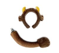 MZRAN 1/2 piezas de disfraz de yaks de animales con orejas de yaks, diadema y cola, accesorios para Halloween, disfraces, fiestas, regalos, disfraz de yak de animal
