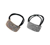 MZRAN 2 lazos para el pelo con diamantes de imitación brillantes para mujeres y niñas, cuerda geométrica simple para peinados de oficina, todos a juego