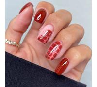 MZRAN 24 uñas postizas cuadradas a presión, uñas postizas simples acrílicas brillantes, elegantes cubiertas completas, uñas adhesivas para fiestas