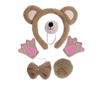 MZRAN 4/5/6 piezas de disfraces de oso, cosplay, orejas de oso, diademas, cola, corbatín, nariz, tutú, guante, accesorios de disfraz de animales