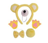 MZRAN 4/5/6 piezas de disfraces de oso, cosplay, orejas de oso, diademas, cola, corbatín, nariz, tutú, guante, accesorios de disfraz de animales
