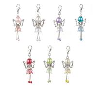 MZRAN 7 elegantes dijes de ala angélica con perlas de imitación y acento de flores para mujeres y entusiastas de las manualidades