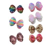MZRAN 7 piezas de lazos de Navidad brillantes para el pelo, horquillas de moda para niñas, accesorios de estilo de dibujos animados