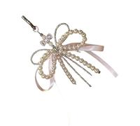 MZRAN Abalorio de moda para bolso con perlas de imitación, lazo suave al tacto, accesorio de moda para un aspecto elevado en cualquier ocasión