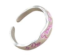 MZRAN Anillos de graffiti de dinosaurio de dopamina, aleación de dinosaurio verde, ajustable, con decoración de estrellas coloridas, joyería de moda para niñas, anillos de estrella coloridos, talla