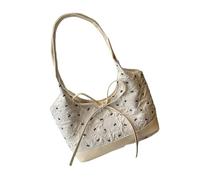 MZRAN Bolsa de hombro elegante con detalle de lazos, espaciosa bolsa interior para axilas, bolso de mano de poliuretano, textura de arrugas, casual, uso en la oficina, bolsas de viaje de poliéster