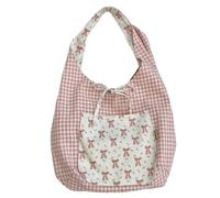 MZRAN Bolsa de lona estética, bolsa de hombro de moda para compras, playa, trabajo, viajes, gran capacidad, bolsa de tela de moda, regalos de lona floral, Polvo de lazo de sarga, One Size