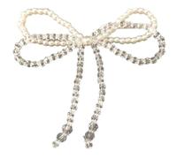 MZRAN Broche de pelo hecho a mano con apliques de perlas/pajarita de cristal para diadema, joyería, manualidades, pasadores de pelo, costura