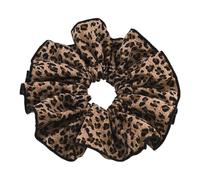 MZRAN Coletero de leopardo francés para mujer, coleteros estéticos con volantes, accesorios para el cabello, bandas para el cabello para uso casual y formal