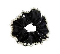 MZRAN Coleteros de pelo con perlas francesas para mujer, estéticos, punteados, bandas de pelo de malla de gran tamaño para uso casual formal