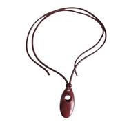 MZRAN Collar con colgante, elegante collar con colgante ovalado, accesorio de moda, collar con colgante hueco, diseño elegante, regalo para mujeres y niñas, Resina, cuero