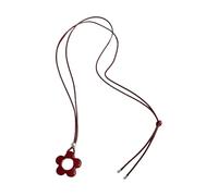 MZRAN Collar con colgante, estilo retro inspirador, materiales de resina, diseño de flores, con diseños huecos para mujer, busca estilos modernos y elegantes, Length: about 100cm, Resina