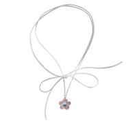 MZRAN Collar con colgante floral de acrílico, cadena de clavícula de flor de dopamina, lazo de flores de cristal, gargantilla para mujer