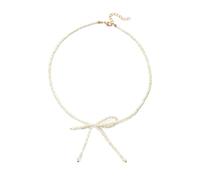 MZRAN Collar con lazo, gargantilla de estilo vintage con diseños únicos de lazo de cuentas para trajes elegantes y de moda para mujeres y mujeres, Cuentas de arroz + perlas de imitación de plástico