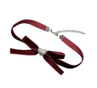 MZRAN Collar de moda con lazo y corazón ajustable, cadena de clavícula hecha a mano, accesorio para mujeres elegantes