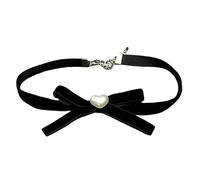 MZRAN Collar de moda con lazo y corazón ajustable, cadena de clavícula hecha a mano, accesorio para mujeres elegantes