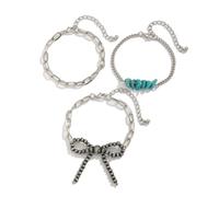 MZRAN Collar de perlas vintage con lazo, longitud ajustable, elegante accesorio para ocasiones casuales y formales