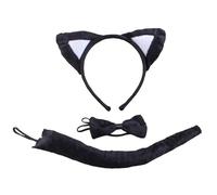 MZRAN Conjunto de disfraz de escenario de felpa con orejas de anime, diadema, cola, pajarita para niños, cosplay, bailes de máscaras, suministros de fiesta