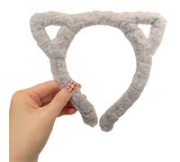 MZRAN Diadema ancha de felpa con orejas de gato para uso casual, ídolo, concierto, graduación, carnaval, accesorios de maquillaje