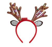 MZRAN Diadema de cuerno de reno de Navidad con luces, aro para el pelo, tocado novedoso para fiesta