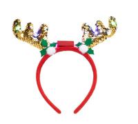 MZRAN Diadema de cuerno de reno de Navidad con luces, aro para el pelo, tocado novedoso para fiesta