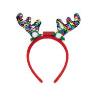 MZRAN Diadema de cuerno de reno de Navidad con luces, aro para el pelo, tocado novedoso para fiesta