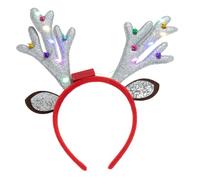 MZRAN Diadema de cuerno de reno de Navidad con luces, aro para el pelo, tocado novedoso para fiesta