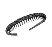MZRAN Diadema de diamantes de imitación antideslizante, peine de dientes, diadema elegante para mujeres y adolescentes y niñas, uso diario, diadema de maquillaje