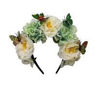 MZRAN Diadema de hadas para cosplay con decoraciones realistas de mariposas, diadema étnica para novia, corona de flores para boda y fiesta