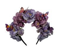 MZRAN Diadema de hadas para cosplay con decoraciones realistas de mariposas, diadema étnica para novia, corona de flores para boda y fiesta