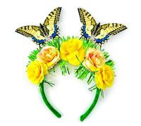 MZRAN Diadema de mariposa colorida para adultos, elegante, con flores, para carnaval, fiesta, actuaciones, accesorios para la cabeza