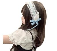 MZRAN Diadema de pelo para mujer, con alas de encaje y lazos, accesorios para el cabello de Lolitas para fiestas y espectáculos