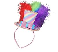 MZRAN Diadema de sombrero arcoíris para mujeres y hombres, tamaño de fiesta, diadema con lentejuelas, accesorio de disfraz para festivales y fiestas temáticas