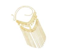 MZRAN Diadema de velo de moneda dorada, borlas de moneda, cadena facial, tocado, danza del vientre, disfraz de Halloween, Navidad, cosplay, cadena de flecos, diadema