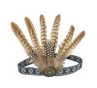 MZRAN Diadema india con plumas bohemias para eventos culturales, festivales de música y actuaciones de baile, tocado vintage