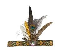 MZRAN Diadema india con plumas bohemias para eventos culturales, festivales de música y actuaciones de baile, tocado vintage
