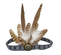 MZRAN Diadema india con plumas bohemias para eventos culturales, festivales de música y actuaciones de baile, tocado vintage